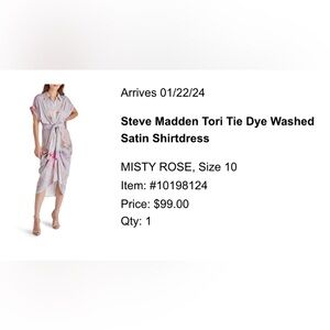 Steve Madden Tori Tie Dye Washed Satin Shirtdress